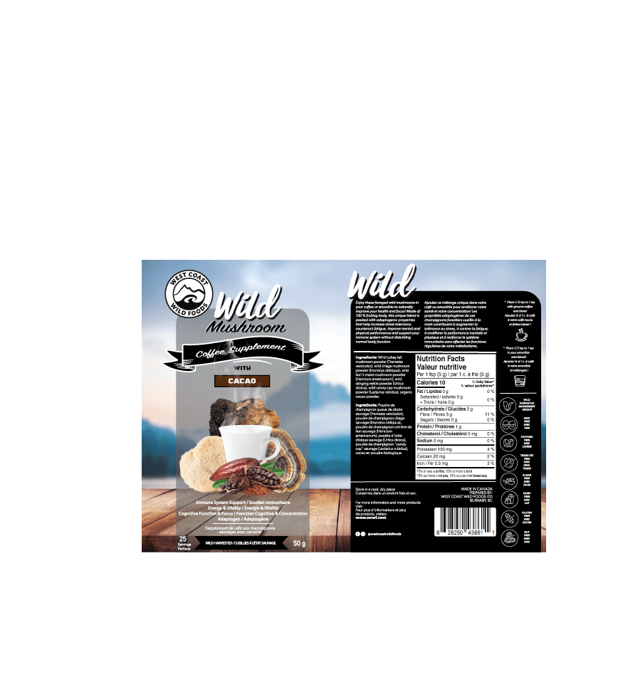 Wild Mushroom Coffee Supplement with Cacao