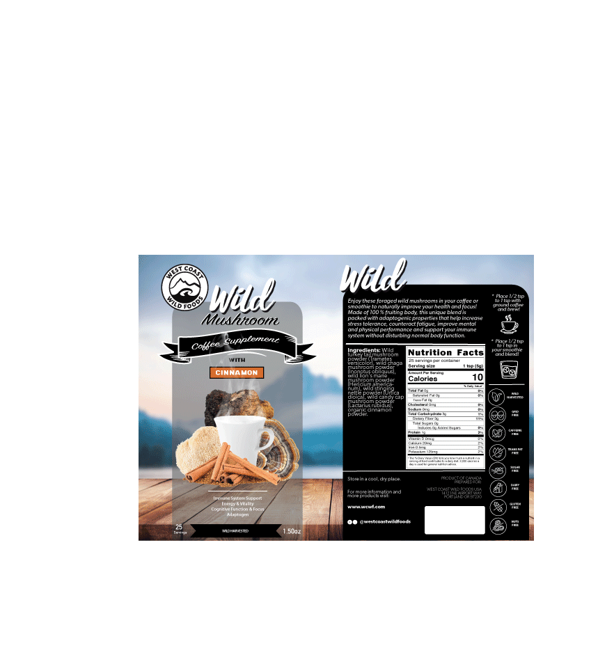 Wild Mushroom Coffee Supplement with Cinnamon