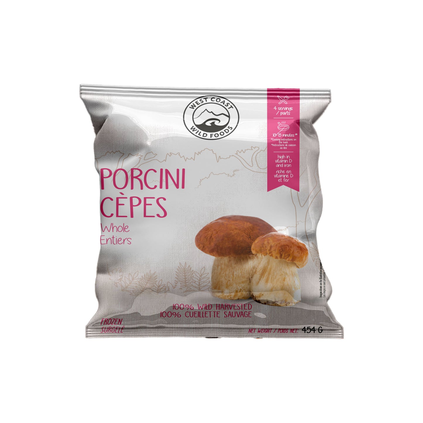 Frozen Wild Porcini Mushrooms (Origin: France) - Ready to cook in 45 seconds.